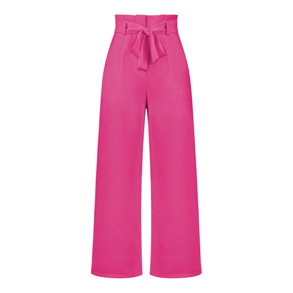 Women's suit pants, casual and versatile wide leg pants with belt temperament, commuting pants, summer rose L