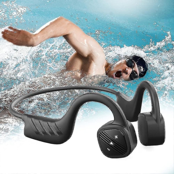 Benledningshörlurar Simning Bluetooth Open Ear Trådlöst sportheadset Ipx8 Vattentät Mp3-spelare black