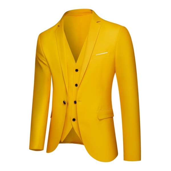 Kostym för män Business Casual 3-delad kostym blazerbyxor Väst 9 färger YELLOW 4X
