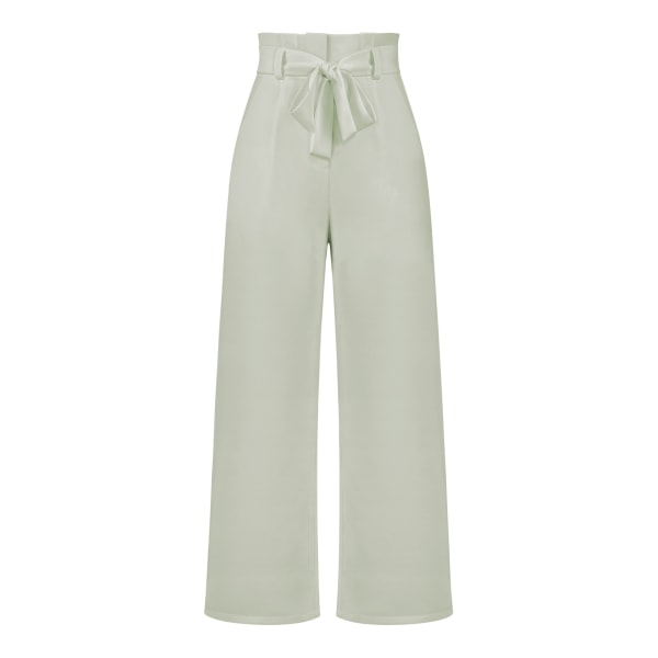 Women's suit pants, casual and versatile wide leg pants with belt temperament, commuting pants, summer Light green A L