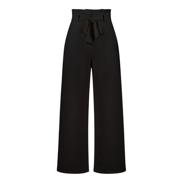 Women's suit pants, casual and versatile wide leg pants with belt temperament, commuting pants, summer black L