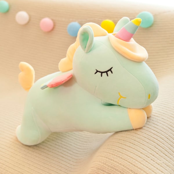 Unicorn kudde docka barngåva Fylld leksak stor docka grön 50 cm