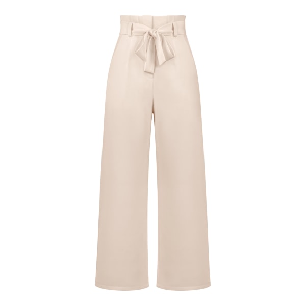 Women's suit pants, casual and versatile wide leg pants with belt temperament, commuting pants, summer apricot XL
