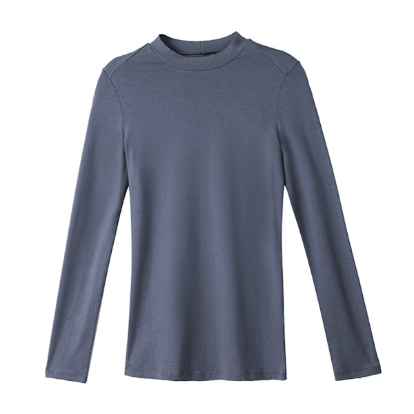 Vår långärmad T-shirt för kvinnor, ny modal undertröja enfärgad topp florid gray XL