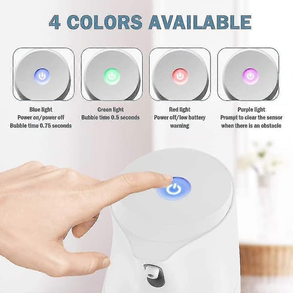 Automatic Soap Dispenser with Infrared Sensor, 450ml Touchless Liquid Sprayer, 2-Level Adjustment with IPX3 Waterproof, for Kitchen/Bathroom (White) H