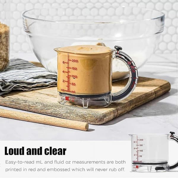 4-in-1 Adjustable Measuring Cup, Multifunctional Measuring Cup with Scraper-Style Sealing Base, Space-Saving Easy to Clean No Spill Design, Multi Measure 2PCS
