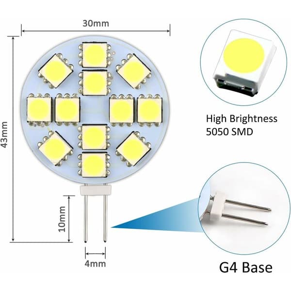 G4 LED-pære kaldhvit 6000k ikke dimbar 6-pakning