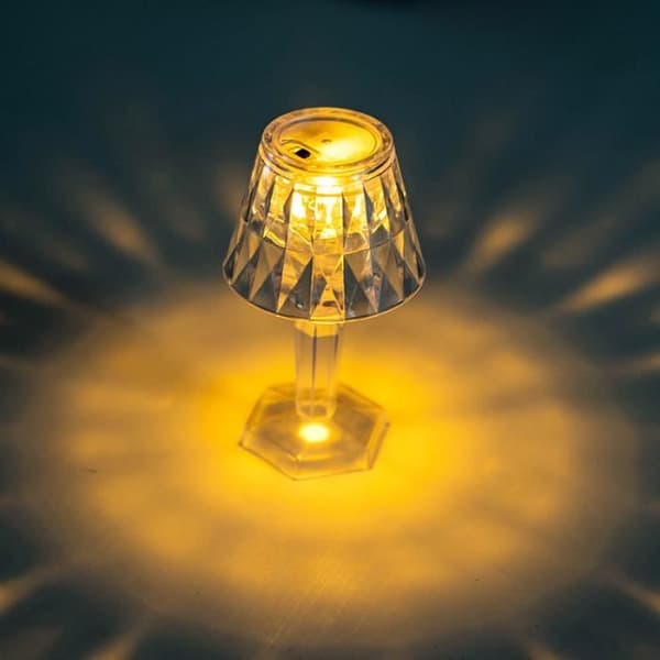 Bordlampe - Diamant - LED - Akrylkrystal - Varm gul - Multifunktionel
