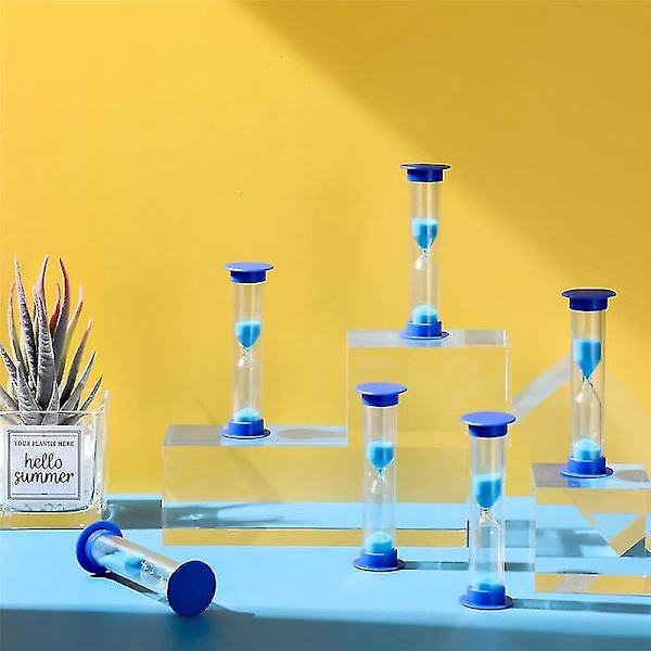 24 st 2 Minuters Sandtimer 2 Timer Barn Timer Timglas Akryl Täckt Timglas Sandklocka Blue