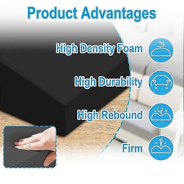 3 Pcs Seat Cushion Support for Sofa Compatible with Sagging Seats, Black