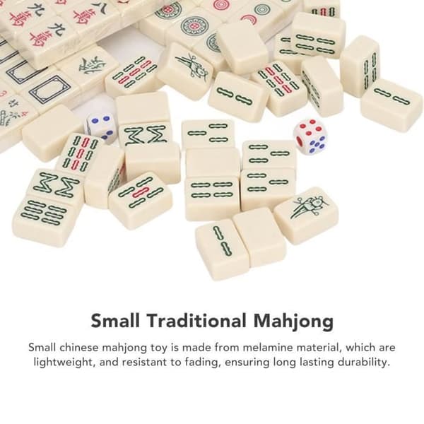 Lille Mahjong Legetøj - ZERONE - DA007 - 144 brikker - Opbevaringspose - Strategispil