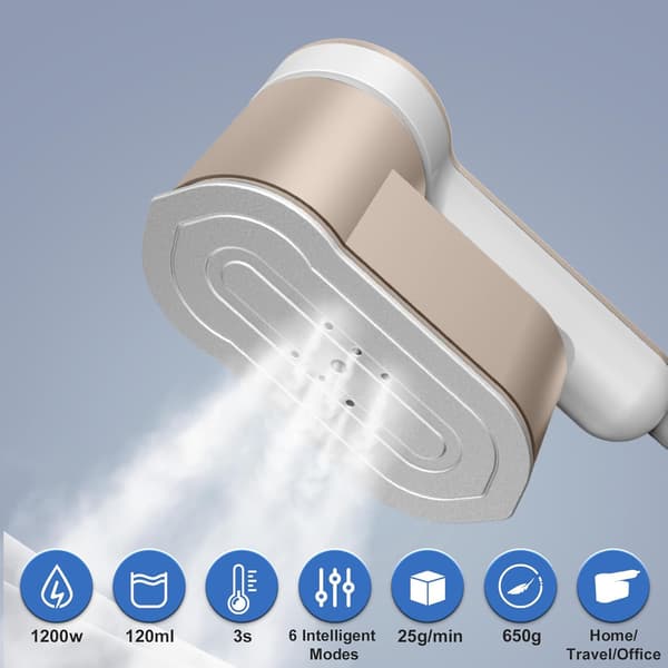 Garment Steamer Handheld 1200W, with 6 Ironing Modes (Gold)