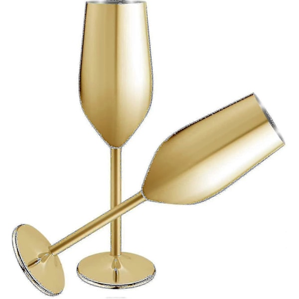 2 Sett Rustfrie Champagneglass, 200ml Gull