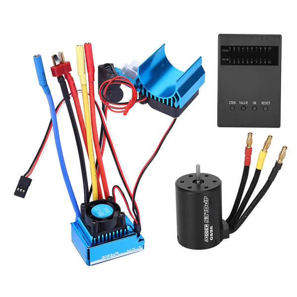 3650 4300Kv Børsteløs Motor 80A ESC Programkort Køleplade Sæt til 1 10 RC Bil