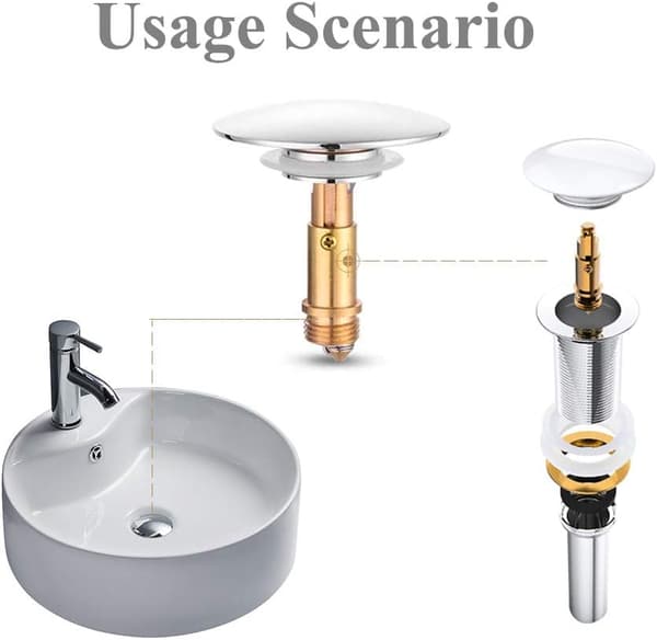 Servant Pop Up Click Clack Messingplugg Bolt, Erstatningsskrue for de fleste servantavløpsplugger (2-pakning)