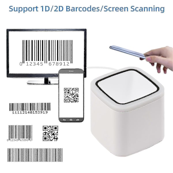 Qr Barcode Scanner Platform Hands-Free USB Wired Barcode Scanner CMOS Image Sensor Desktop Scanner Large Scanning Window