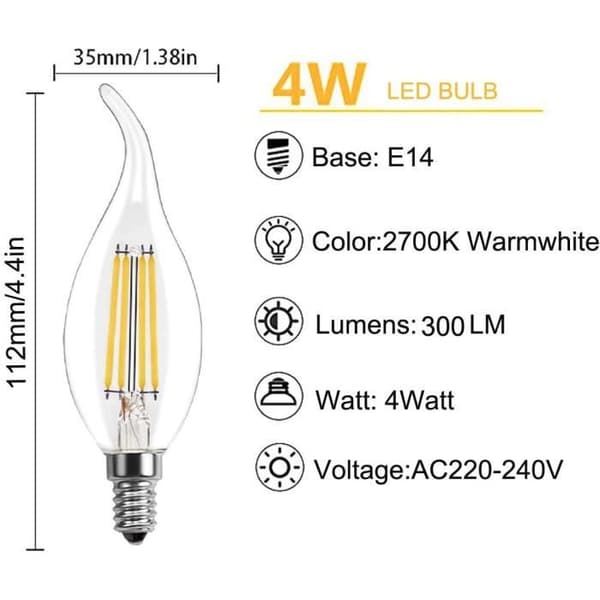 LED-lampa - E14 - 10-pack - 4W - Varmvit 2700K - Ej dimbar