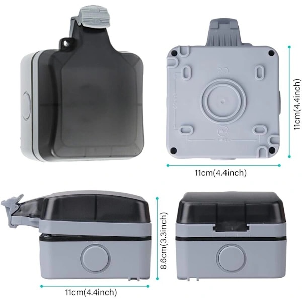 IP66 Waterproof Socket, Wall Mounted Waterproof Socket for Outdoor Use, Dustproof Wall Socket Box for Indoor and Outdoor Use (With Switch, B)