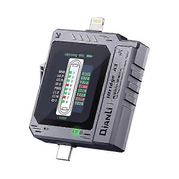 iBridge A3 Tail Plug Omfattende Analysator Lightning & Type-C Grensesnitt Strøm- og Spenningsdeteksjon Not Specified