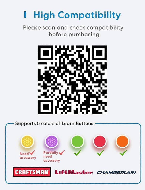 Smart WiFi Garasjeportåpnerfjernkontroll, Appkontroll, Fungerer med Alexa, Google