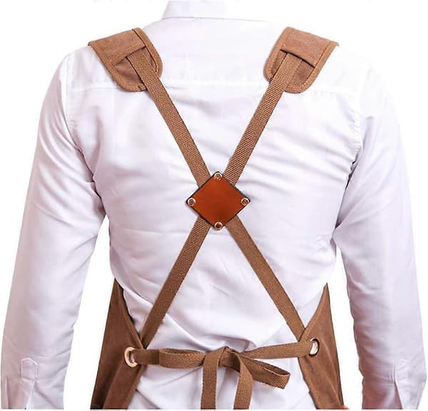 [LCS] Tool Apron Compatible with Men with 6 Pockets, Waxed Canvas Carpenter Apron, Heavy Duty Canvas