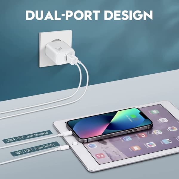 Hurtig iPhone dual laddare med 2 kablar