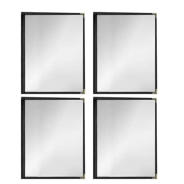 12-pack Café-Style Menu Covers, Double-Sided, Crystal Clear Vinyl (Black, 2 Pages/4 Views - 8.5 Inch)