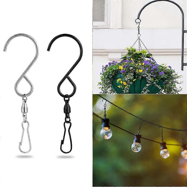 Svingbare S-kroker 10x/sett for oppheng av vindspill Svingbare kroker Klips for blomsterpotter