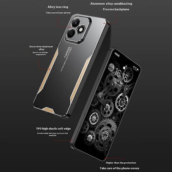 For Honor 400 Lite 5G Telefondeksel Aluminiumlegering TPU PC Bakdeksel Silver Silver