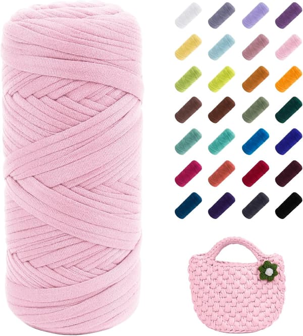 400g Elastisk Stofgarn til Strikning af T-shirts, Tykt Hæklegarn, til Hæklede Tasker/Kurve/Tæpper, DIY Håndværk light pink