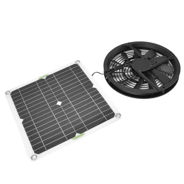 Zerone Solar Drivhus Ventilator Kit 10in 100W Vandtæt Solpanel Rundt Hus