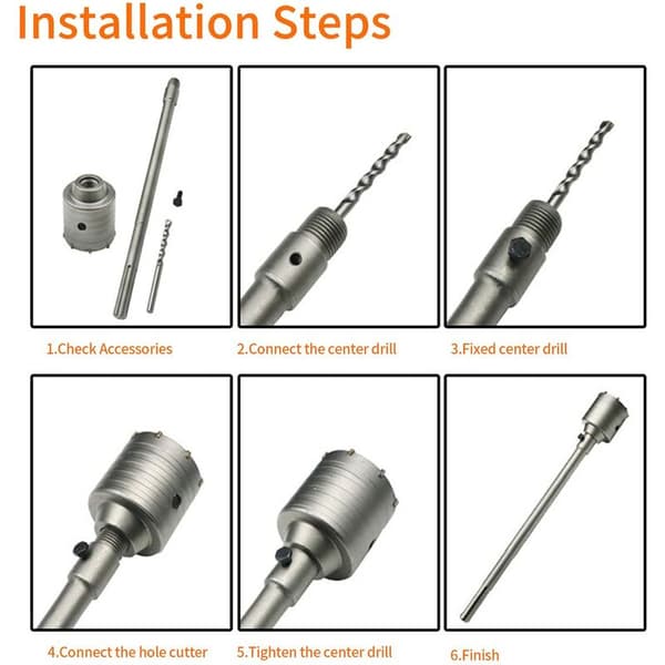 Betonhulsav med SDS Plus-adapter 110 mm, til murværk, beton, cementsten (100 mm + 110 mm SDS Plus-adapter)