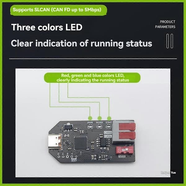 USBCAN USB til CAN-konverter CANABLE Transceiver Debugger Protokollanalysator Socketcan-kompatibel SLCAN-støtte CAN FD Black