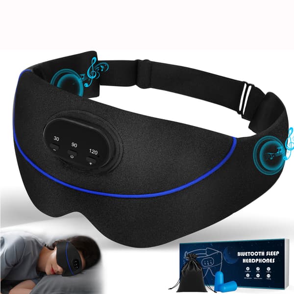 Wireless Bluetooth 5.4 Sleep Mask Eye Mask with Noise-Reducing Music Function Blackout Comfortable Sleep