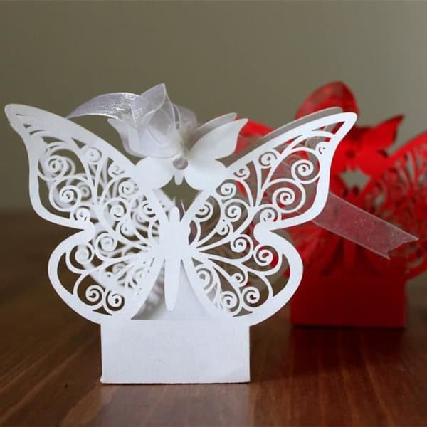 Presentask - QIFULL - 50 st - Vit - Papper och band - 4,5x4,5 cm