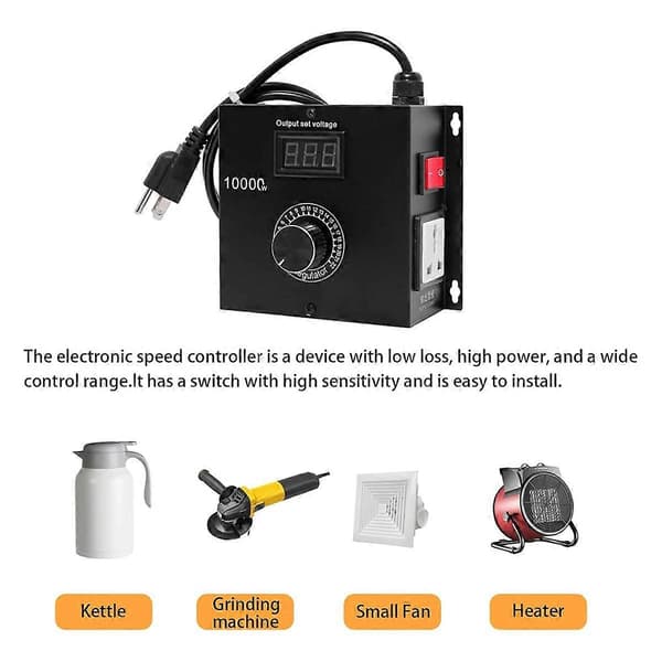 10000W SCR AC Variabel Hastighetskontroller, Vifte- og Motorhastighetskontroll 120V-220V AC, 22A, Ideell for El Black Eu Plug