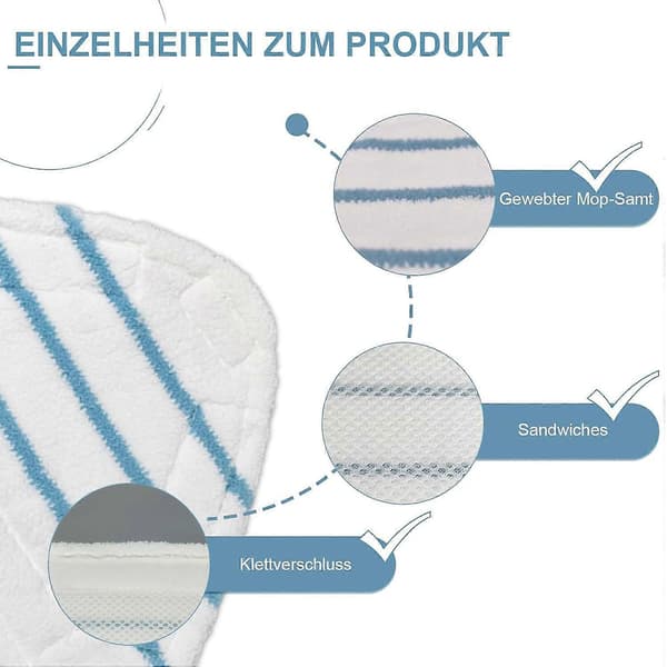 4-pakning H20 dampmopp erstatningsputer, trekantet for SUPOR & Ariete