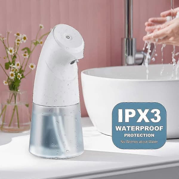 Automatic Soap Dispenser with Infrared Sensor, 450ml Touchless Liquid Sprayer, 2-Level Adjustment with IPX3 Waterproof, for Kitchen/Bathroom (White) H
