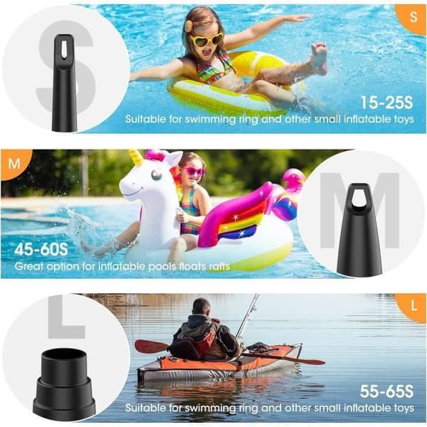 Elektrisk Luftpump, 5200 mAh Uppladdningsbart Batteri, Mini Elektrisk Luftpump med 4 Luftmunstycken, Snabb Uppblåsare