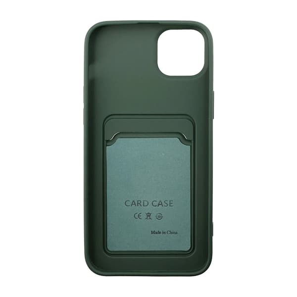 iPhone 15 Mobilskal Silikon med Korthållare - Grön Grön green