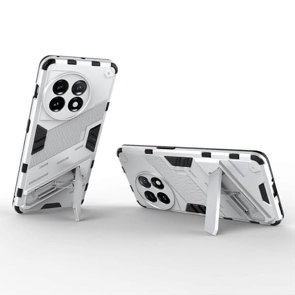 Telefonfodral för OnePlus 11 5G Ställ TPU+PC Skyddande Mobilskal - Multicolor White