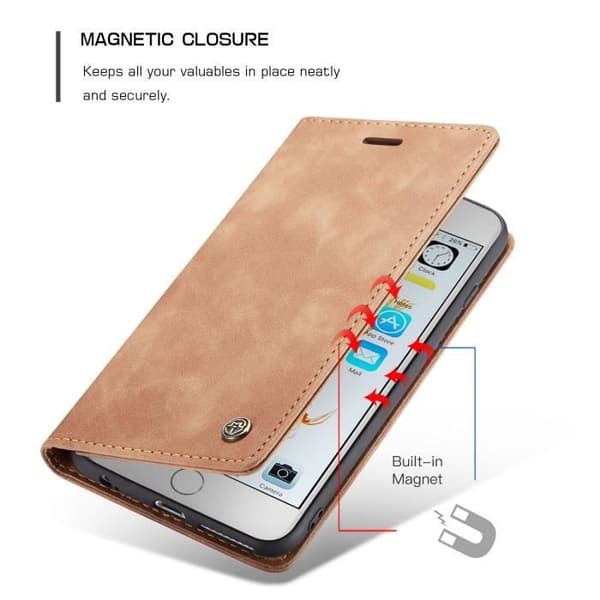 SmartLegend iPhone 6 Plus/6s Plus Plånboksfodral i Läder [Magnetisk] Flip Plånboksfodral, Brun
