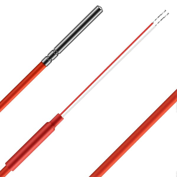 2-tråds PT1000 Temperatursensor Termistor Silikongelbelagd 1,5 meter Sond 45mm x 5mm -50-180 C