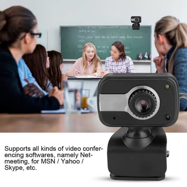 Pro HD Webcam, 12MP USB Webcam, 360° HD Webkamera med indbygget mikrofon, Desktop PC-kamera til MSN, ICQ og computer