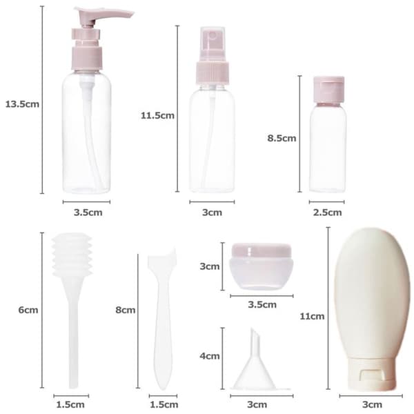 XVX – Set med 11 reseflaskor, 30/50/60/80 ml reseflaskor, små krämburkar, resetillbehör för kosmetika