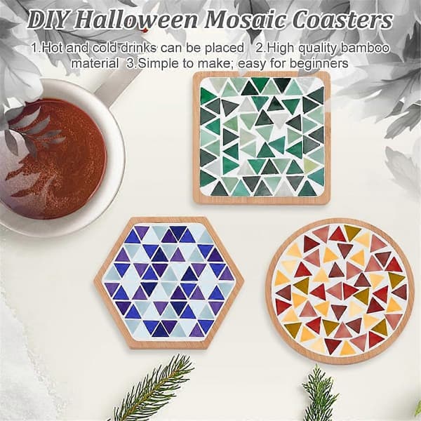 Mosaik Coaster Making Kit til DIY Mosaik Coaster Håndværkssæt Håndlavet Mosaik Coaster Making Kit til Drikkebakke Hexagonal blue