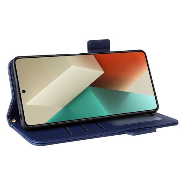 Fodral - Xiaomi - Redmi Note 13 5G - PU-läderfodral - Fullt skydd - Marinblå