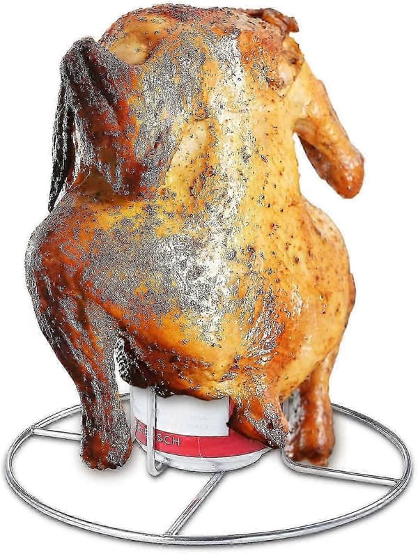 Grillstativ til kylling i rustfrit stål, 2 stk. Øldåse kyllingestegerholder