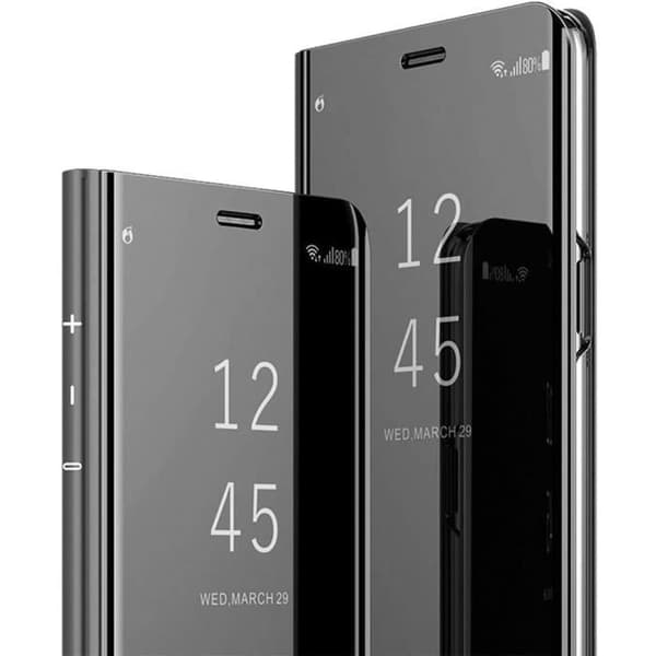 Samsung Galaxy S21 Flip Cover med spejleffekt, Smart Clear View Cover, Sort
