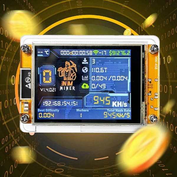 NMMiner NerdMiner+Fodral 945KH/S Hashrate 2.8 Tum Smart Display Bitcoin Crypto Solo Lotteri Miner Uppgraderad NerdMiner
